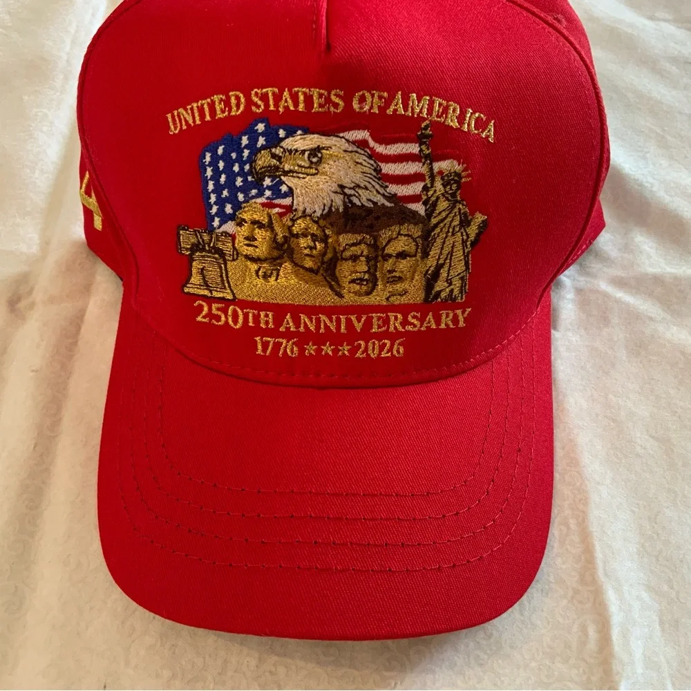 New 2026 Trump 250th Anniversary Hat CF Cali- Fame Headwear 45-47 Red USA